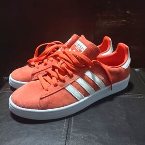 Adidas Campus Coral and White Athletic Shoes
